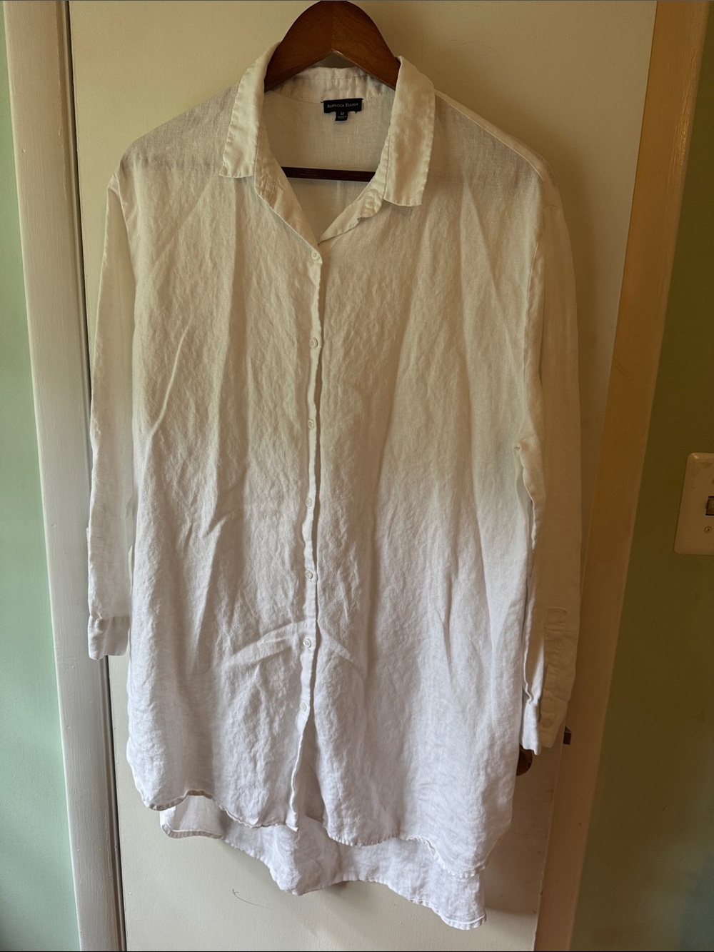 Rebecca Elliott Classic White Linen Button-Front Tunic